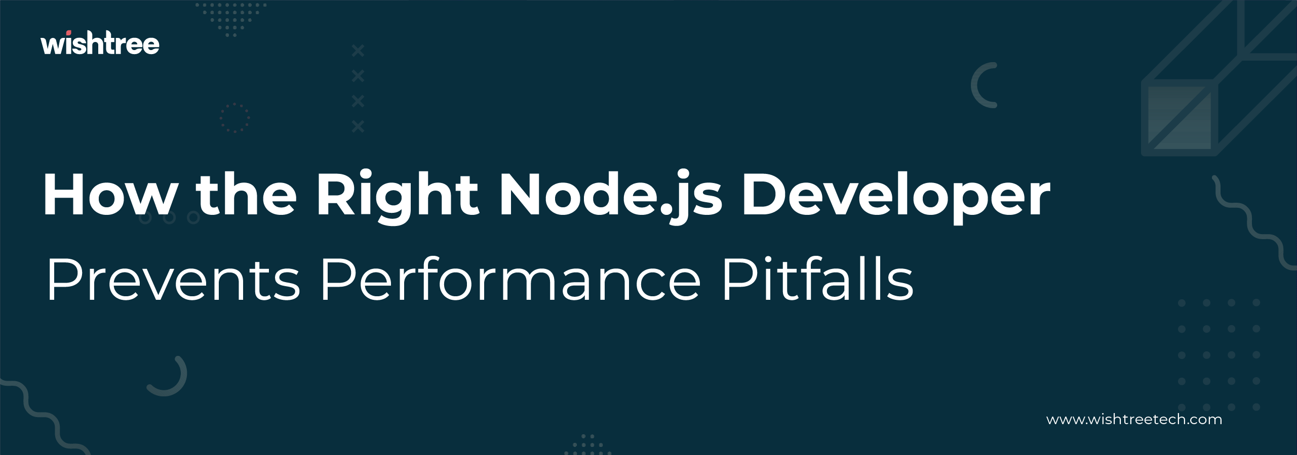 The image features a graphical user interface from the website wishtreetech.com. It includes the title How the Right Node.js Developer Prevents Performance Pitfalls, presented in text form. The screenshot showcases elements of the website, highlighting its text and font styles.