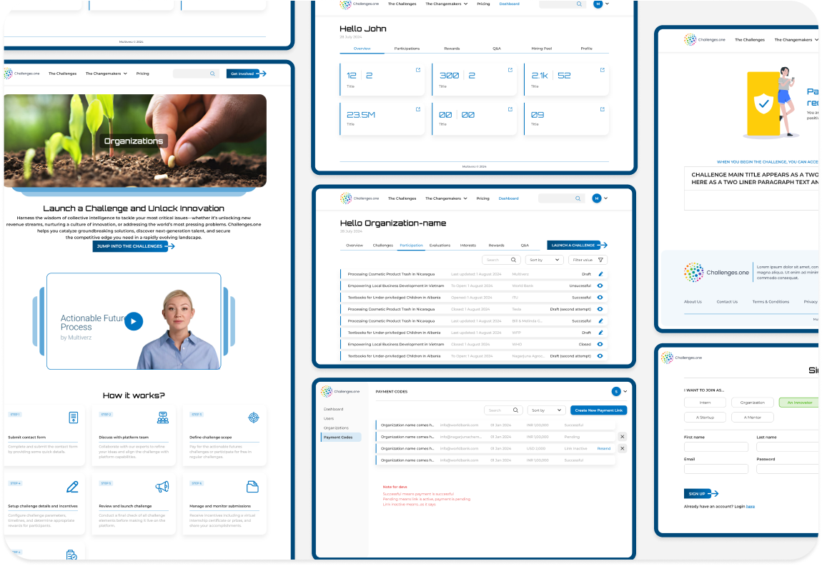 Multiverz desktop app design mockups